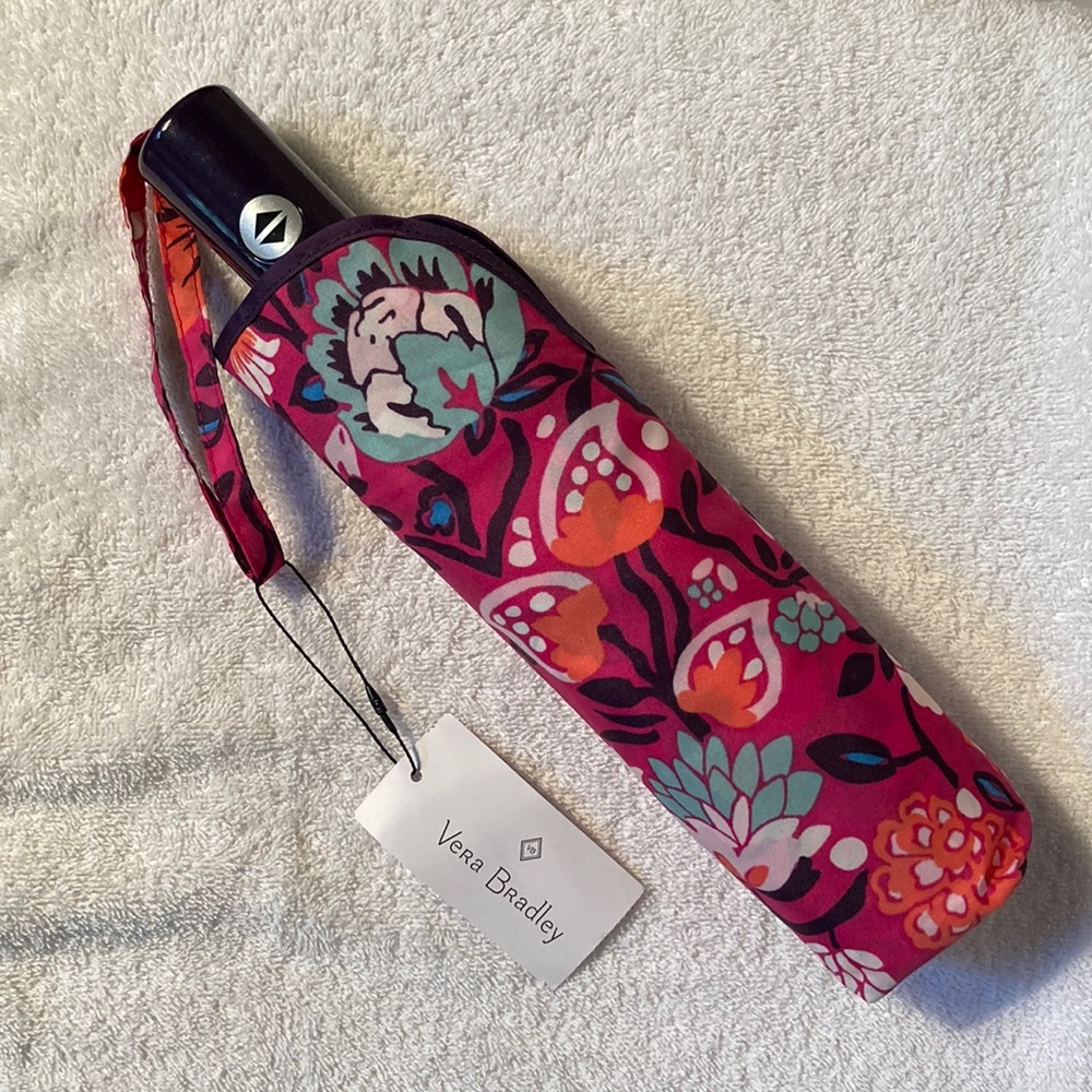 Vera Bradley Automatic Umbrella in Bloom Berry